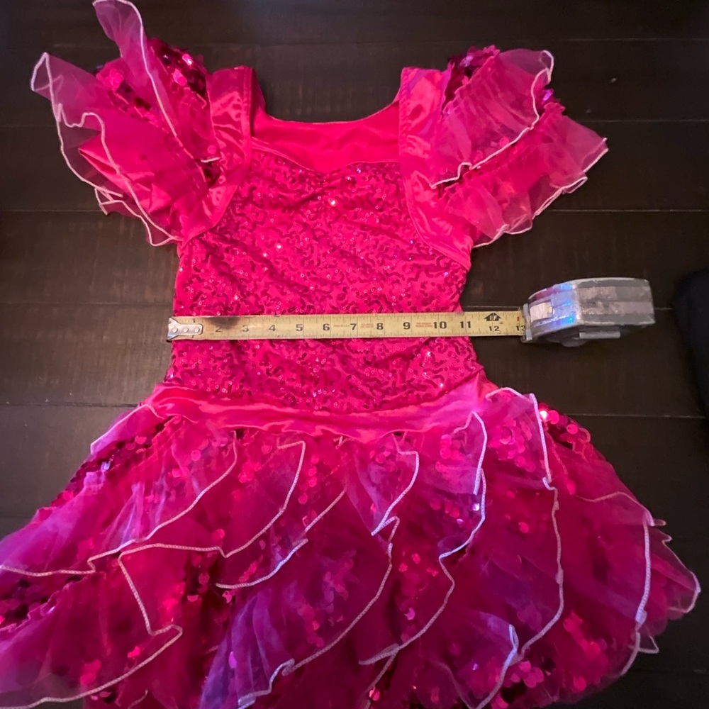Weissman Dance Costume Pink Ruffles size 14 - Picture 7 of 8